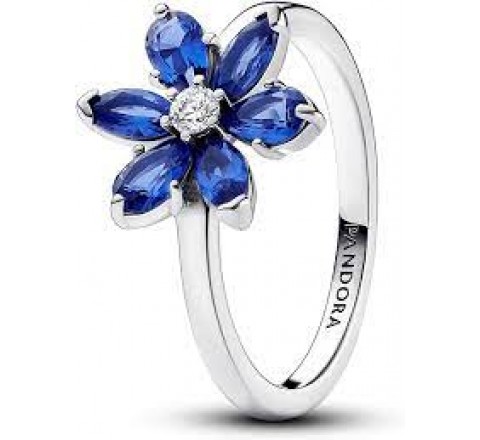 ANILLO PANDORA PLATA FLOR PIEDRAS AZULES N?12 193000C01-52