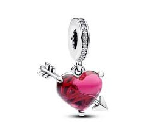CHARM PANDORA PLATA CRISTAL MURANO ROJO Y FLECHA 793085C01