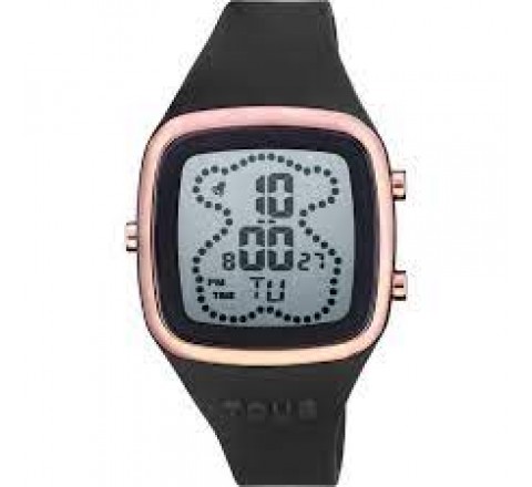 RELOJ TOUS CAJA ACERO ROSADO SILICONA NEGRA 3000132900