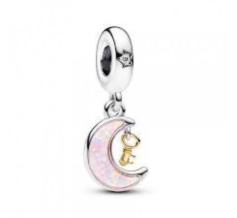 CHARM COLGANTE PANDORA PLATA LUNA Y LLAVE 2 TONOS 762985C01