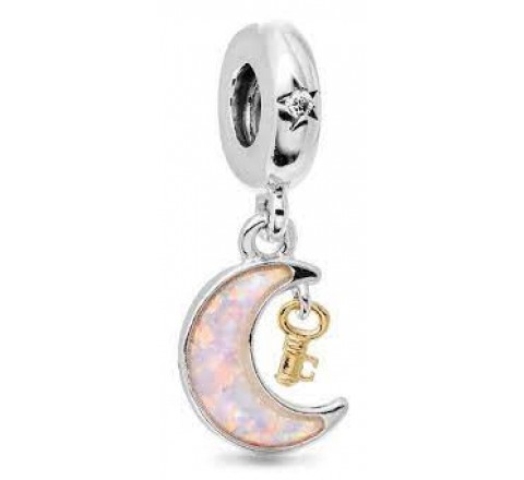 CHARM COLGANTE PANDORA PLATA LUNA Y LLAVE 2 TONOS 762985C01