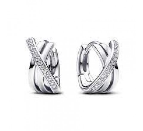 PENDIENTES PANDORA PLATA ARO PAVE CRUZADO 293150C01