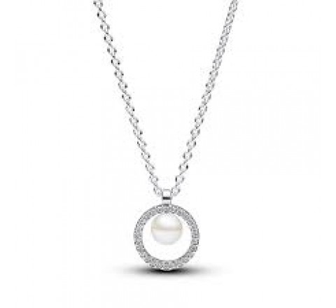 COLLAR PANDORA PLATA PERLA CULTIVADA AGUA PAVE 393165C01-45