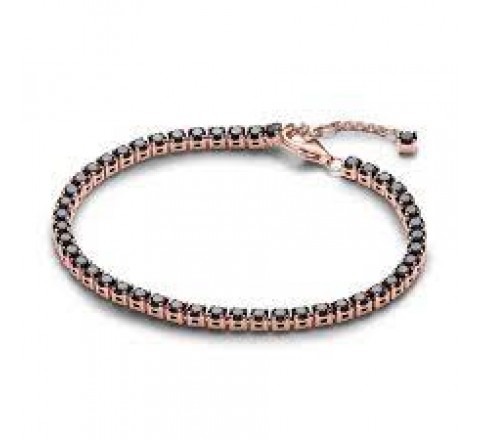 PULSERA PANDORA PLATA ROSADA TENIS NEGRA 581469C02-16