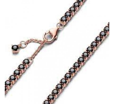 PULSERA PANDORA PLATA ROSADA TENIS NEGRA 581469C02-20