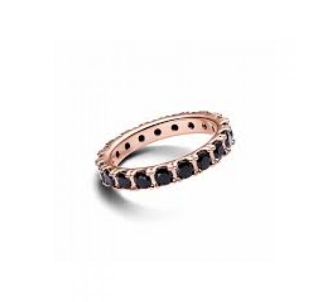 ANILLO PANDORA PLATA ROSADA ETERNITY FILA NEGRA 180050C02-52