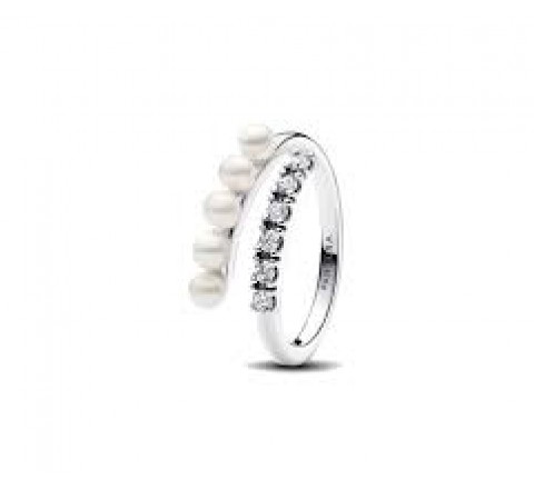 ANILLO PANDORA PLATA ABIERTO PERLAS Y PAVE N?12 193145C01-52