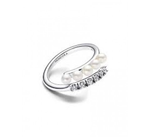 ANILLO PANDORA PLATA ABIERTO PERLAS Y PAVE N?12 193145C01-52