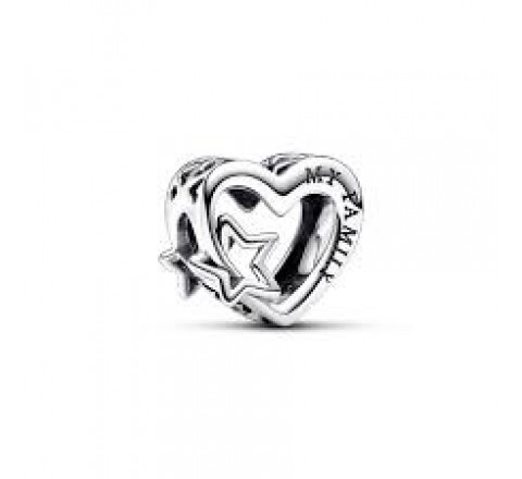 CHARM PANDORA PLATA CORAZON FAMILIA Y ESTRELLA 792829C00