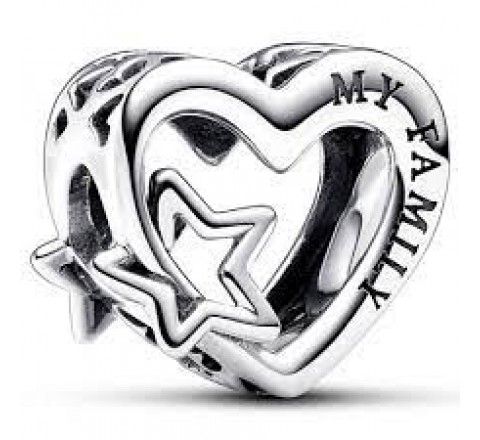 CHARM PANDORA PLATA CORAZON FAMILIA Y ESTRELLA 792829C00