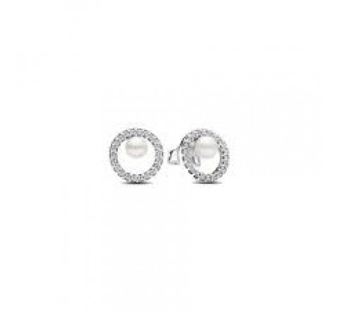 PENDIENTES PANDORA PLATA PERLA CULTIVADA CIRCONITA 293154C01