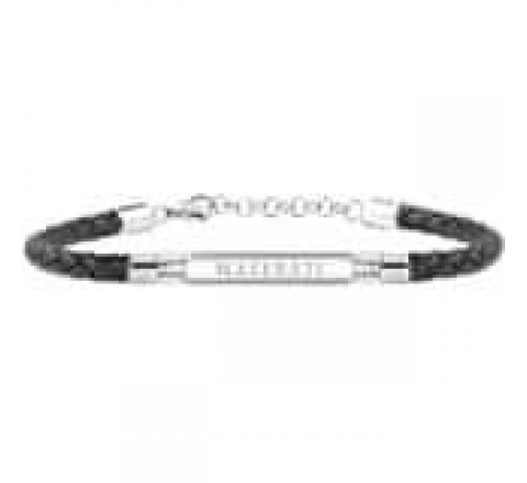 PULSERA MASERATI PIEL NEGRA Y ACERO JM417AKT02
