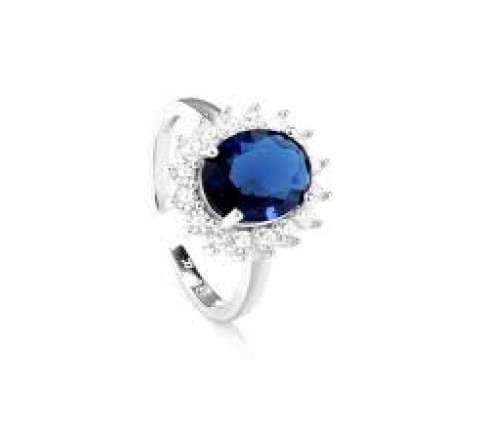 ANILLO RADIANT PLATA CIRCONITAS Y AZUL RY000166