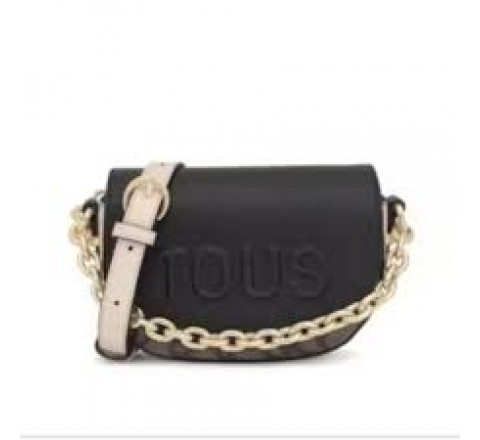 BOLSO TOUS MINI BAND MEDIALUNA KAOS NEGRO BEIG 2002186851