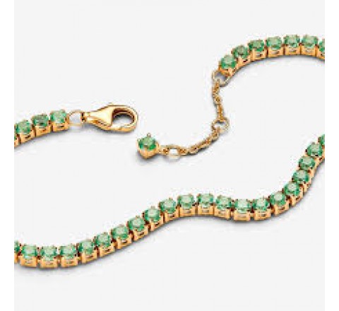 PULSERA PANDORA PLATA DORADA TENIS VERDE BRILLA 561469C02-18