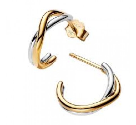 PENDIENTES PANDORA PLATA BICOLOR FORMA ORGANICA 263880C00