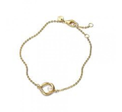 PULSERA PANDORA PLATA DORADA CIRCULO Y PERLA 563830C01-18