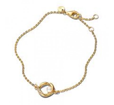 PULSERA PANDORA PLATA DORADA CIRCULO Y PERLA 563830C01-18