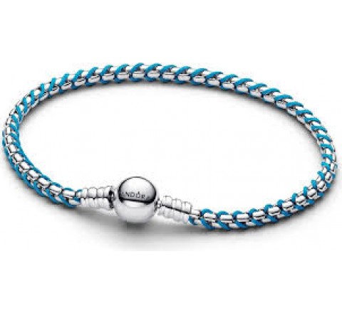 PULSERA PANDORA PLATA CADENA CAJA CORDON AZUL 593816C01-17