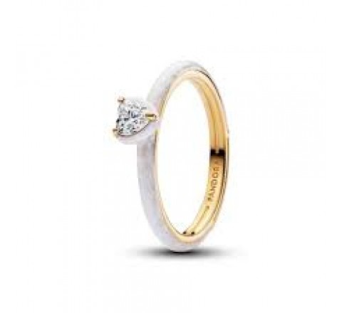 ANILLO PANDORA PLATA DORADA ESMALTE Y CIRCONITA 163088C01-54