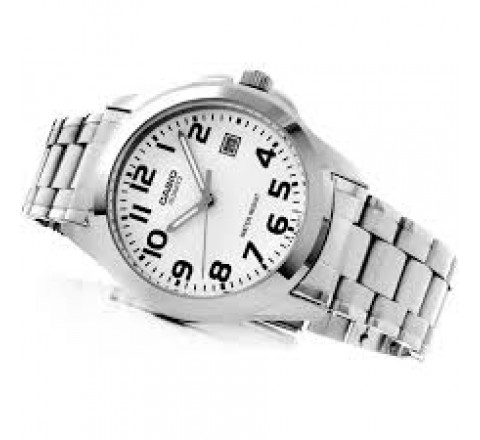 RELOJ CASIO ACERO ESFERA BLANCA CON NUMEROS MTP-1259PD-7BEG