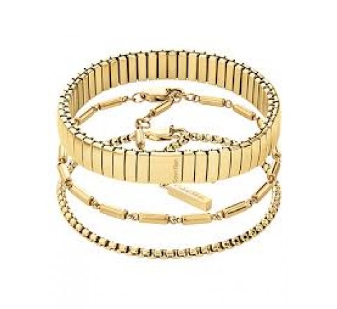 PACK TRES PULSERAS CALVIN KLEIN ACERO DORADO 35000838