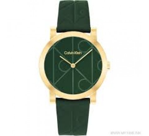 RELOJ CALVIN KLEIN CAJA ACERO DORADO CORREA VERDE 25100129