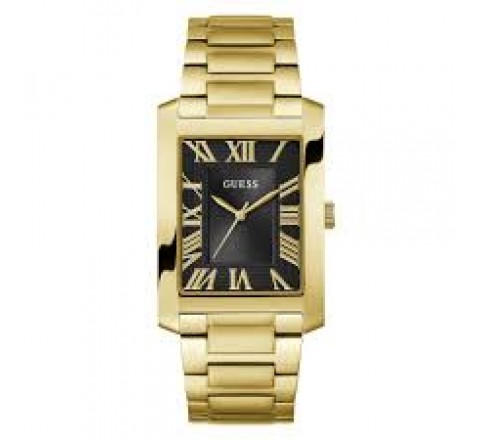 RELOJ GUESS CAJA Y ARMIS ACERO DORADO ESFERA NEGRA GW0896G2