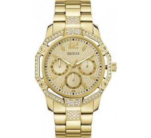RELOJ GUESS CAJA Y ARMIS ACERO DORADO CIRCONITAS GW0990G2