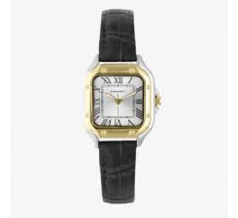 RELOJ RADIANT CORREA PIEL NEGRA CAJA BICOLOR RA661210