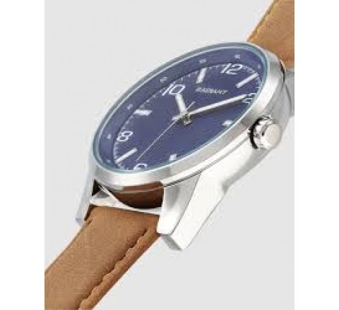 RELOJ RADIANT CORREA PIEL MARRON ESFERA AZUL RA681203