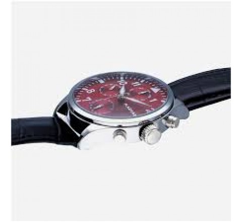 RELOJ RADIANT CORREA PIEL NEGRA ESFERA BURGUNDY RA612710