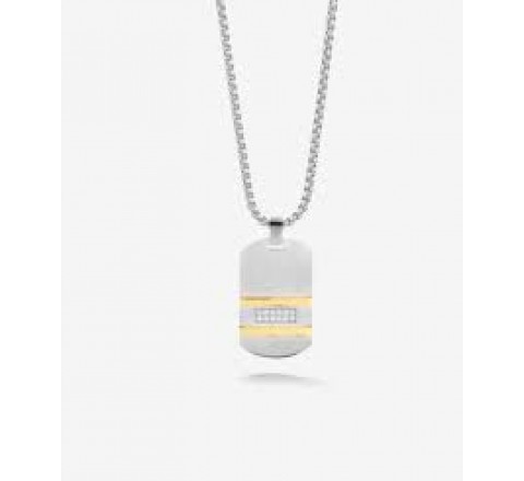 COLGANTE CON PLACA RADIANT ACERO BICOLOR DORADO RH000111