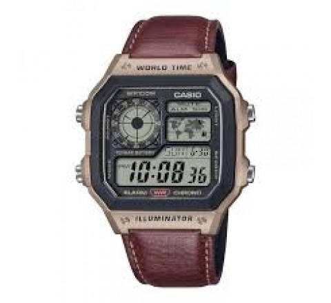 RELOJ CASIO DIGITAL CORREA PIEL MARRON AE-1200WHL-5AVEF