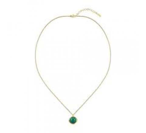 COLLAR LACOSTE ACERO DORADO PIEDRA VERDE 2040560