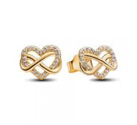 PENDIENTES PANDORA PLATA DORADA CORAZON INFINITO 262667C01