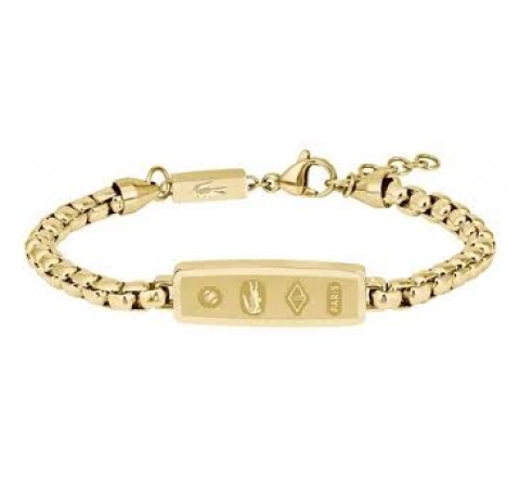 PULSERA LACOSTE ACERO DORADO CON PLACA 2040539