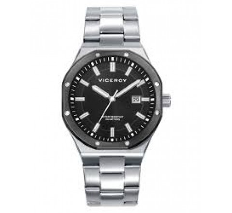 RELOJ VICEROY CAJA Y ARMIS ACERO ESFERA NEGRA 401459-57