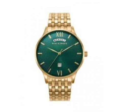 RELOJ VICEROY CAJA Y ARMIS ACERO DORADO ESF VERDE 42455-63