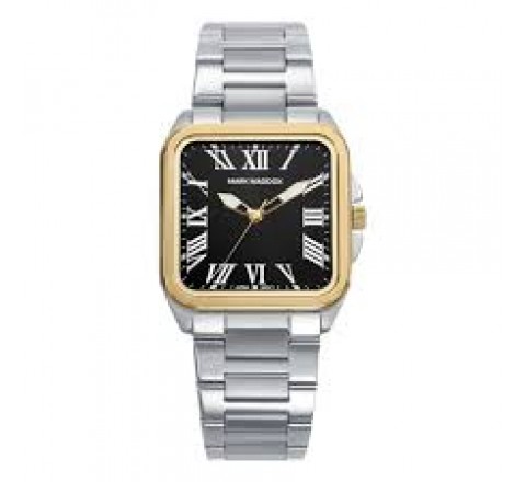 RELOJ MARK MADDOX CUADRADO BISEL DORADO ESF NEGRA MM0143-52
