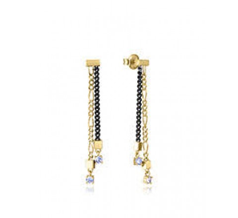 PENDIENTES VICEROY PLATA DORADA Y NEGRA LARGOS 13249E100-35