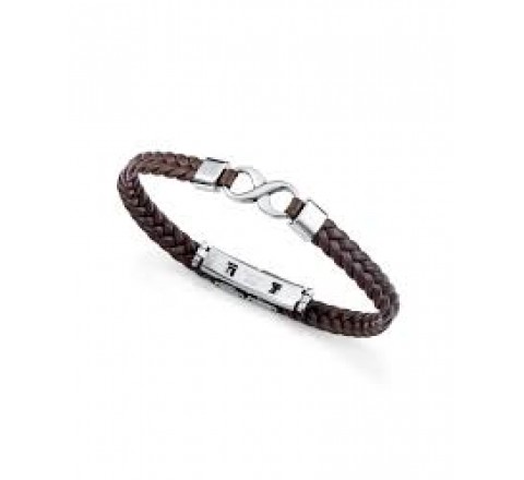PULSERA VICEROY CUERO MARRON TRENZADO Y ACERO 14331P01011
