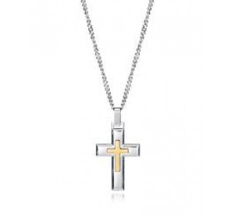 COLLAR VICEROY ACERO CON CRUZ BICOLOR DORADA 75321C01012
