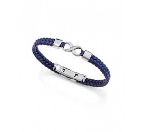 PULSERA VICEROY CUERO AZUL TRENZADO Y ACERO 14331P01013