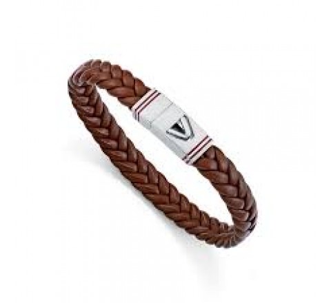 PULSERA VICEROY CUERO TRENZADO MARRON Y ACERO 14330P01011