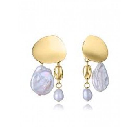 PENDIENTES VICEROY ACERO DORADO Y PERLAS LARGOS 15187E01012