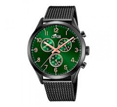 RELOJ LOTUS CAJA Y ARMIS ACERO NEGRO ESFERA VERDE 18639/E