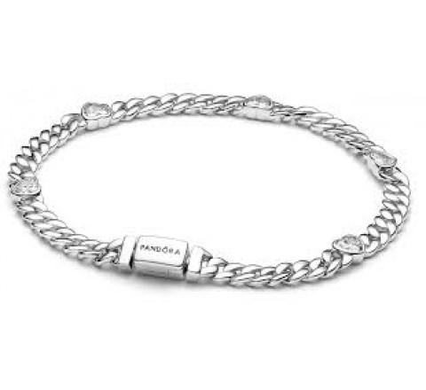 PULSERA PANDORA PLATA CADENA CUBANA CORAZON 594226C01-18