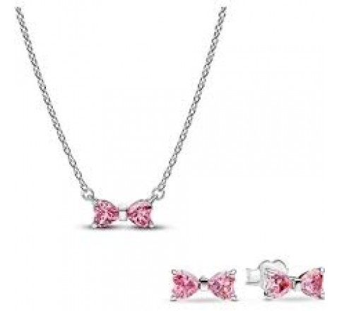 GARGANTILLA PANDORA PLATA LAZO CIRCONITAS ROSAS 394235C01-45