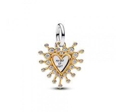 CHARM PANDORA PLATA BICOLOR DORADO CORAZONES 764141C01